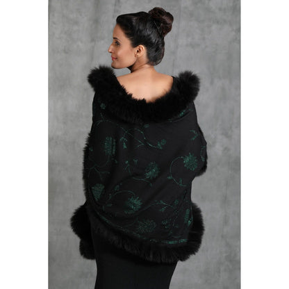 Dusala India Handwoven Cashmere Fine Wool Fish Design Embellished/Sequined Stole