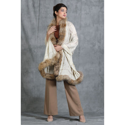 Dusala India Handwoven Cashmere Fine Wool Lotus Design Swaroski Work Stole