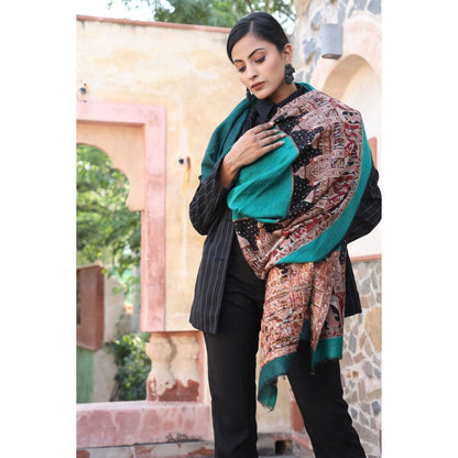 Dusala India Handwoven Cashmere Fine Wool Aari Work Stole