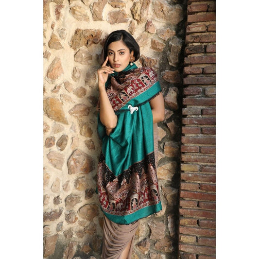 Dusala India Handwoven Cashmere Fine Wool Aari Work Stole