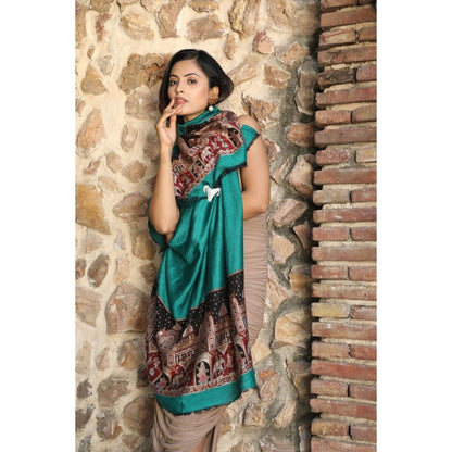 Dusala India Handwoven Cashmere Fine Wool Aari Work Stole