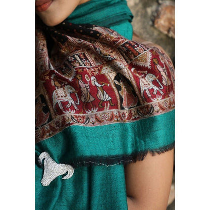 Dusala India Handwoven Cashmere Fine Wool Aari Work Stole