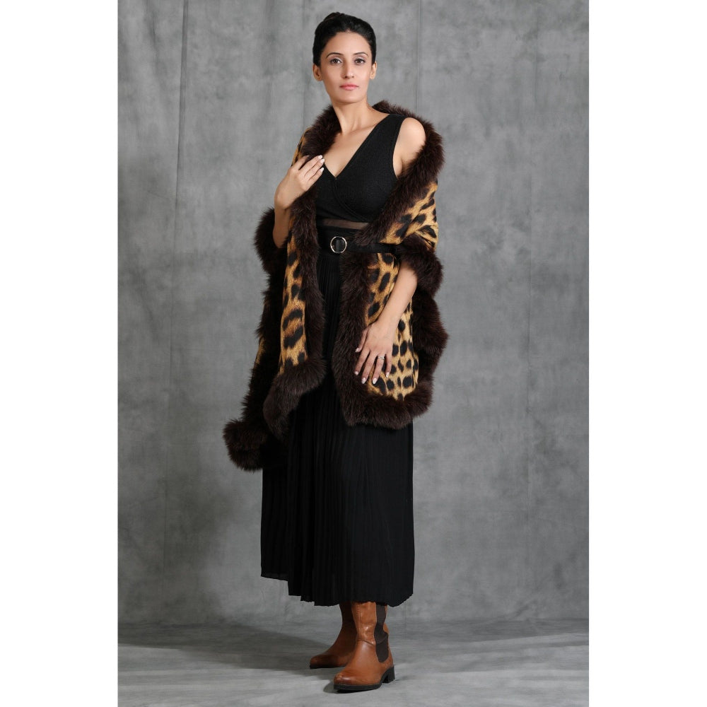 Dusala India Handwoven Cashmere Fine Wool Digital Animal Print With High Quality Fur