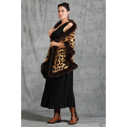 Dusala India Handwoven Cashmere Fine Wool Digital Animal Print With High Quality Fur