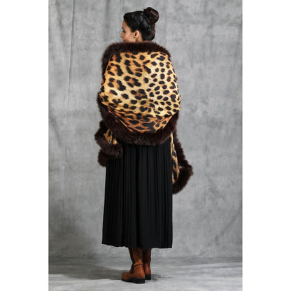 Dusala India Handwoven Cashmere Fine Wool Digital Animal Print With High Quality Fur