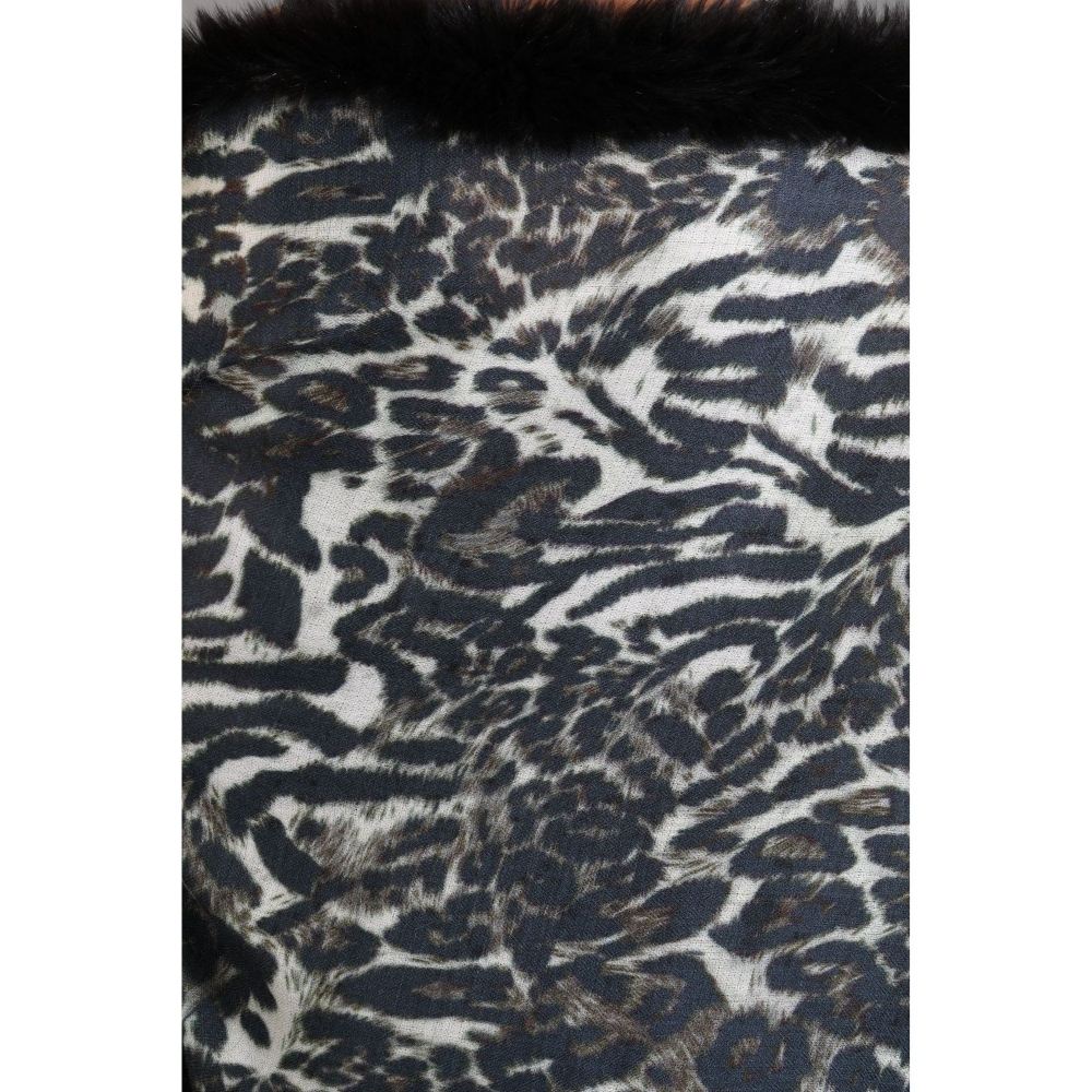 Dusala India Handwoven Cashmere Fine Wool Digital Animal Print With High Quality Fur Stole