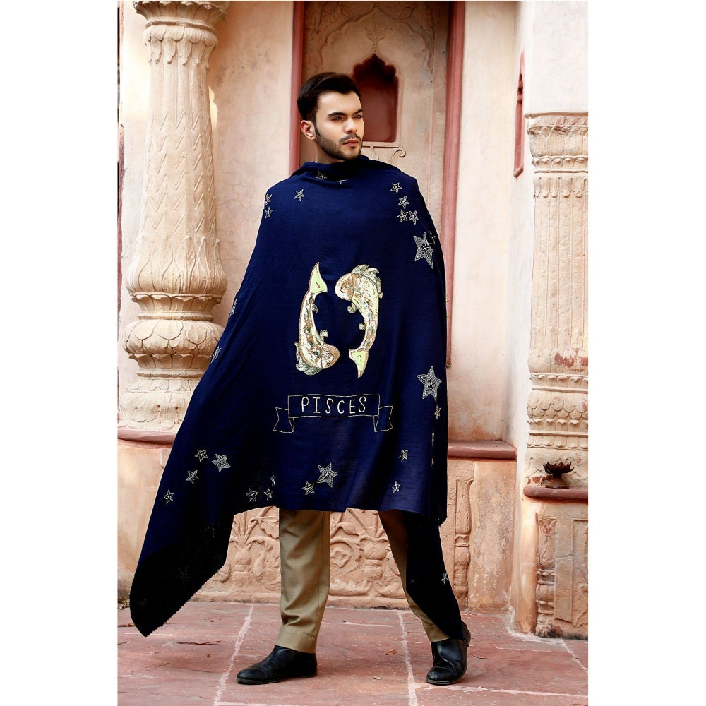 Dusala India Pisces Sequence Pipe Work and Thread Work Shawl