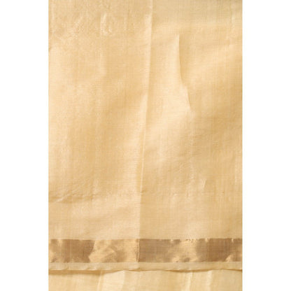 Dusala India Petal Handwoven Gold Kosi Silk Saree with Unstitched Blouse