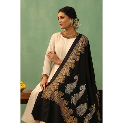 Dusala India Agasti Aari Work Cashmere Shawl
