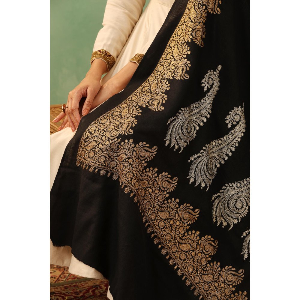 Dusala India Agasti Aari Work Cashmere Shawl