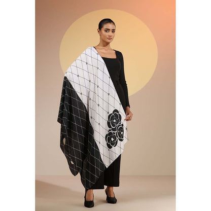 Dusala India Black Printed Kira Silk Scarf