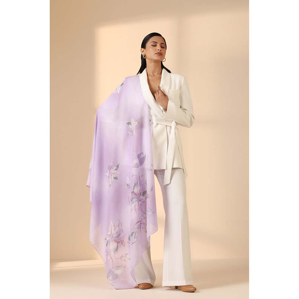 Dusala India Lavender Printed Isla Silk Scarf
