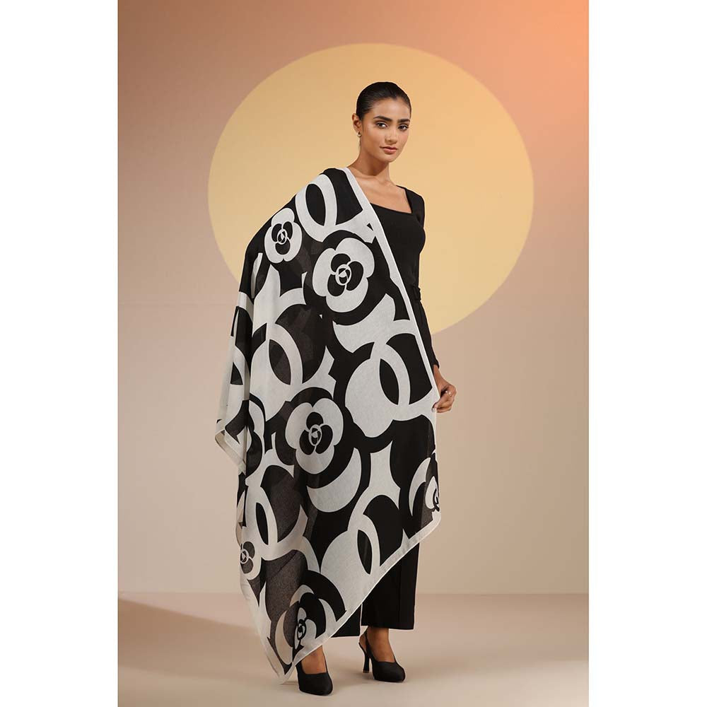 Dusala India Black Printed Ray Cotton Scarf