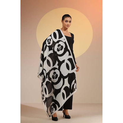 Dusala India Black Printed Ray Cotton Scarf