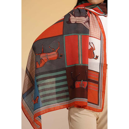 Dusala India Multi-Colour Printed Kie Cotton Scarf