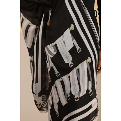 Dusala India Black Printed Leili Cotton Scarf