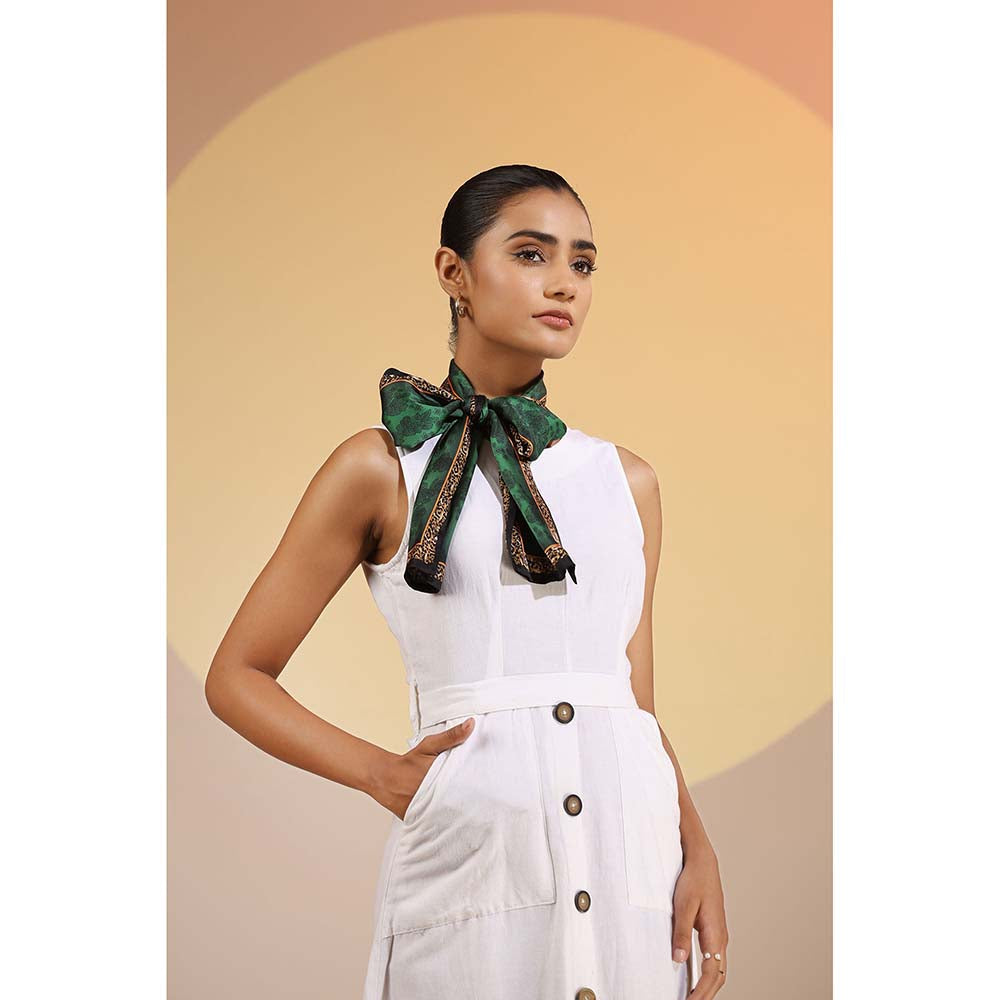 Dusala India Green Printed Arwa Silk Neck Scarf