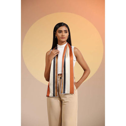 Dusala India Multi-Colour Printed Carmel Silk Neck Scarf