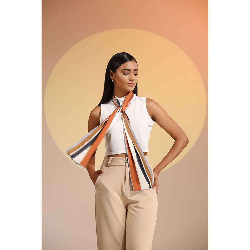 Dusala India Multi-Colour Printed Carmel Silk Neck Scarf