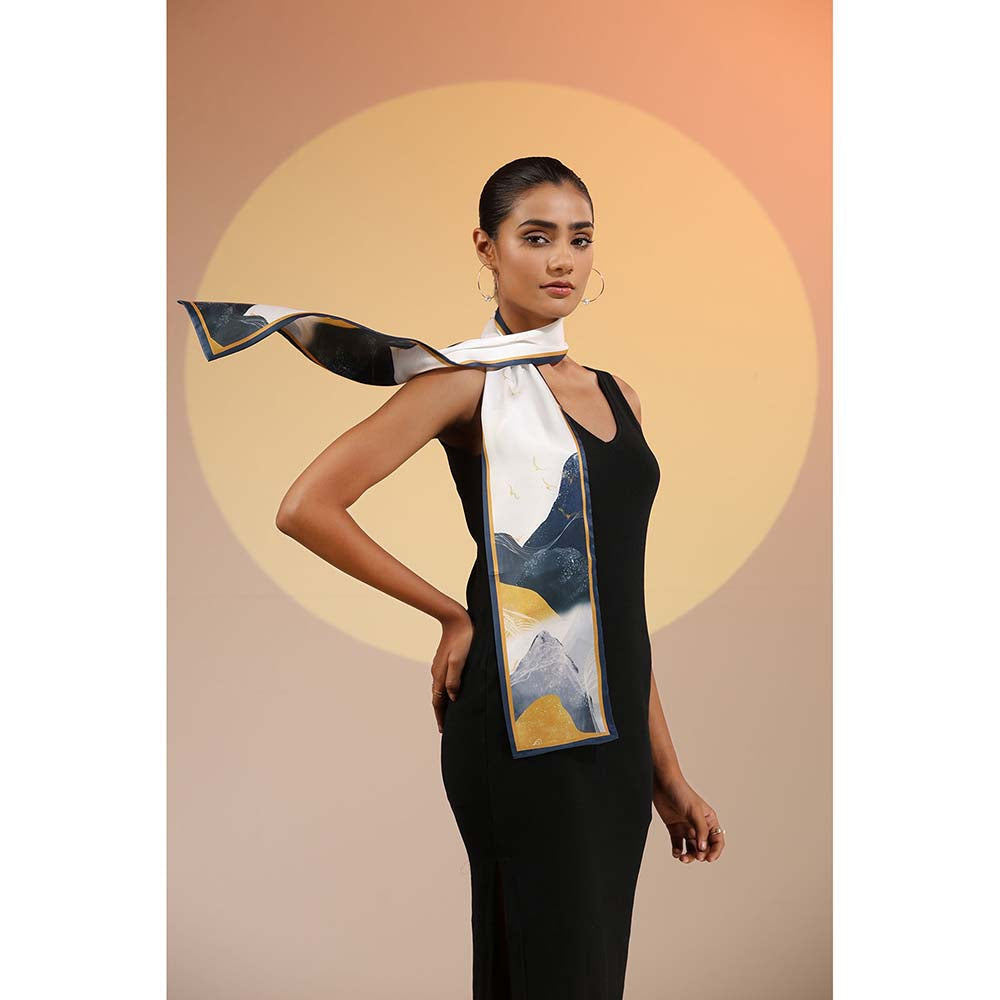 Dusala India Multi-Colour Printed Saffie Silk Neck Scarf