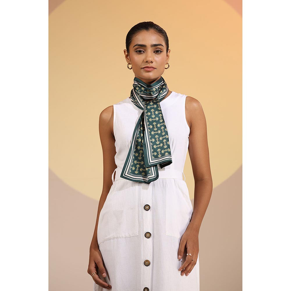 Dusala India Green Printed Narula Silk Neck Scarf