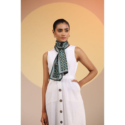 Dusala India Green Printed Narula Silk Neck Scarf