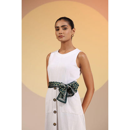 Dusala India Green Printed Narula Silk Neck Scarf