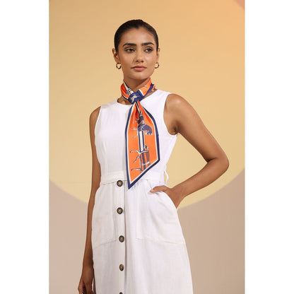 Dusala India Orange Printed Katrina Silk Neck Scarf