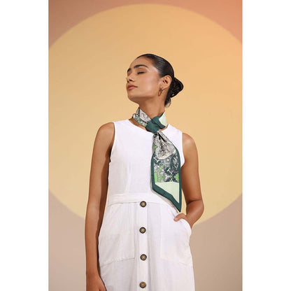 Dusala India Green Printed Maple Silk Neck Scarf