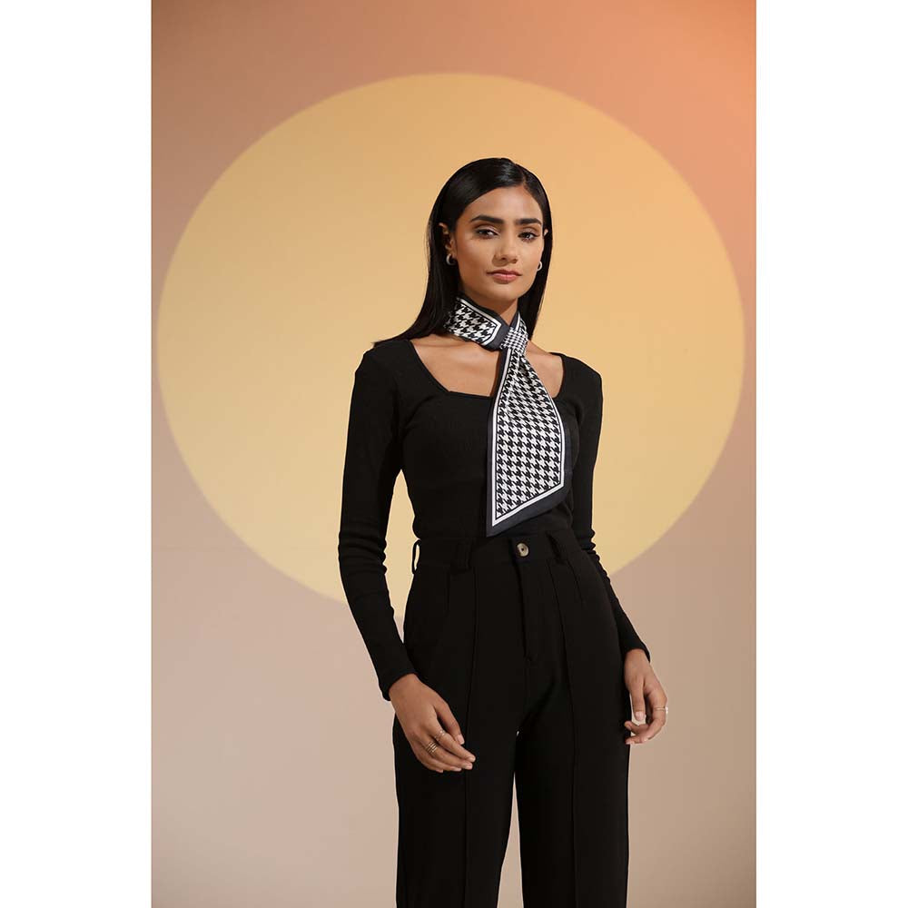 Dusala India Black Printed Zora Silk Neck Scarf