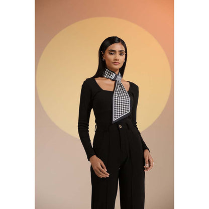 Dusala India Black Printed Zora Silk Neck Scarf