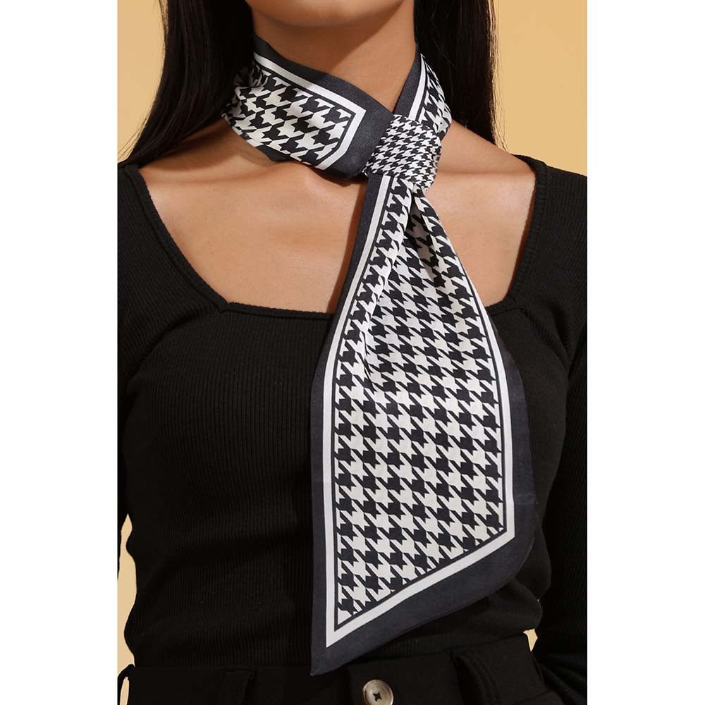 Dusala India Black Printed Zora Silk Neck Scarf
