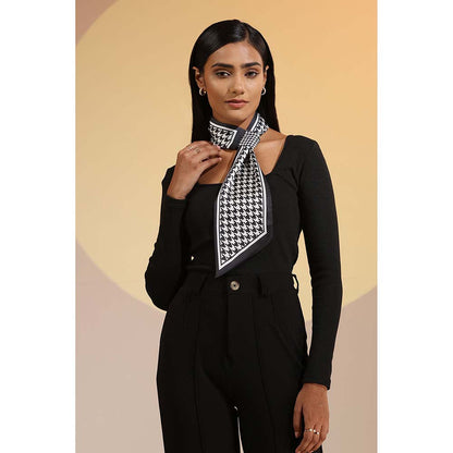 Dusala India Black Printed Zora Silk Neck Scarf