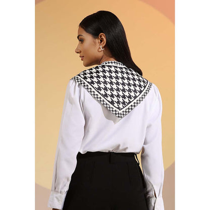 Dusala India Black Printed Ashy Silk Neck Scarf