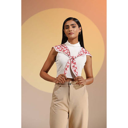 Dusala India Pink Printed Hiya Silk Neck Scarf