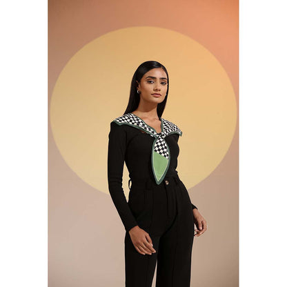 Dusala India Black Printed Empress Silk Neck Scarf