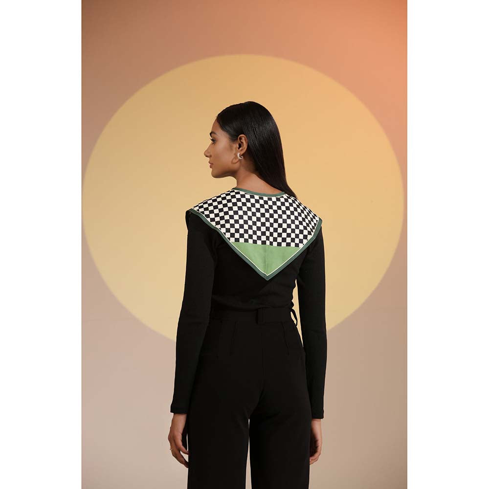 Dusala India Black Printed Empress Silk Neck Scarf