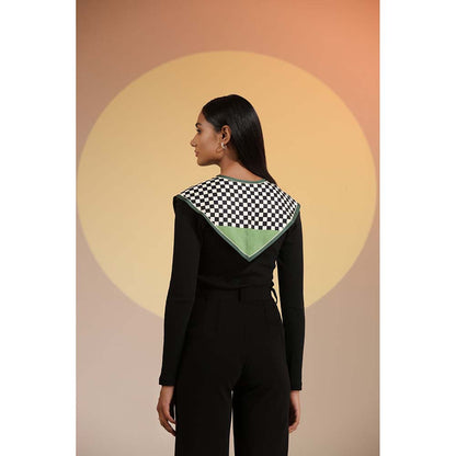 Dusala India Black Printed Empress Silk Neck Scarf