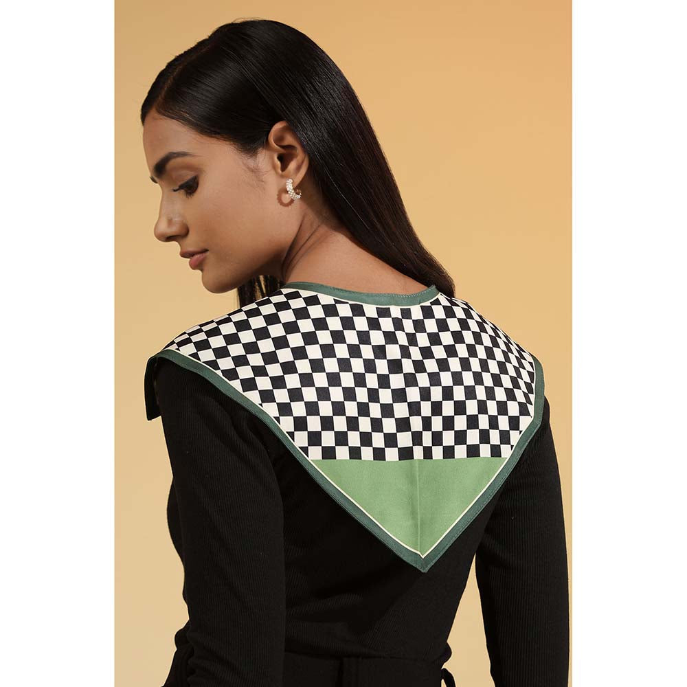 Dusala India Black Printed Empress Silk Neck Scarf