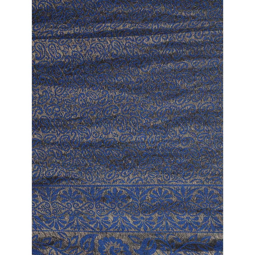 Dusala India Blue Pashmina Blend In Zari Work Stole