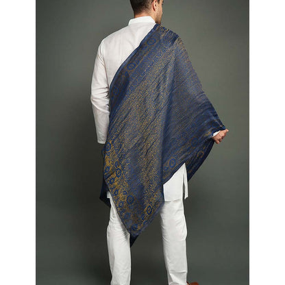 Dusala India Blue Pashmina Blend In Zari Work Stole
