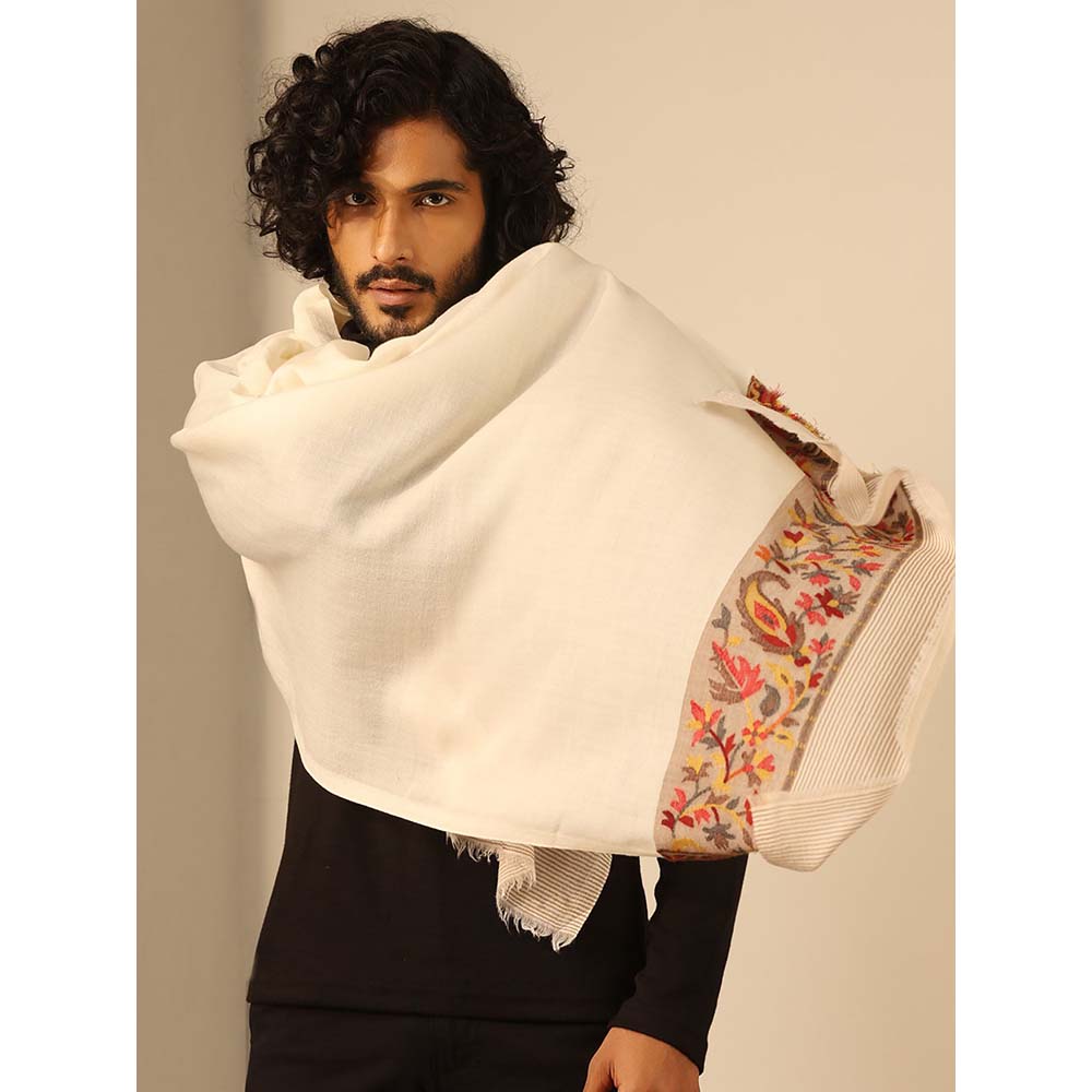 Dusala India Mahesh Off White Cashmere Stole
