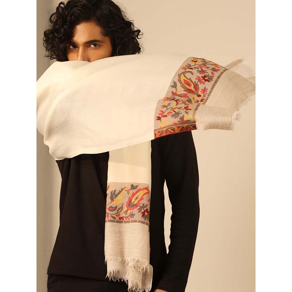 Dusala India Mahesh Off White Cashmere Stole