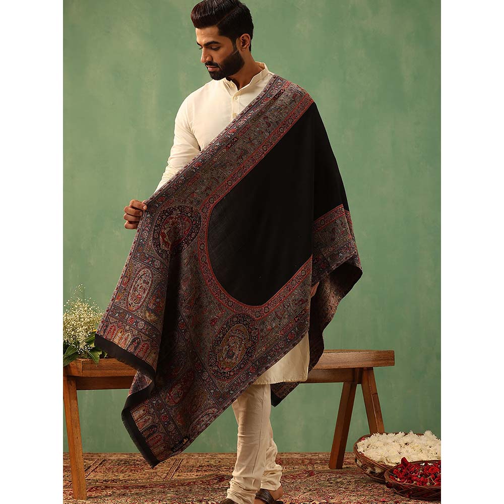 Dusala India Black Tanish Cashmere Stole