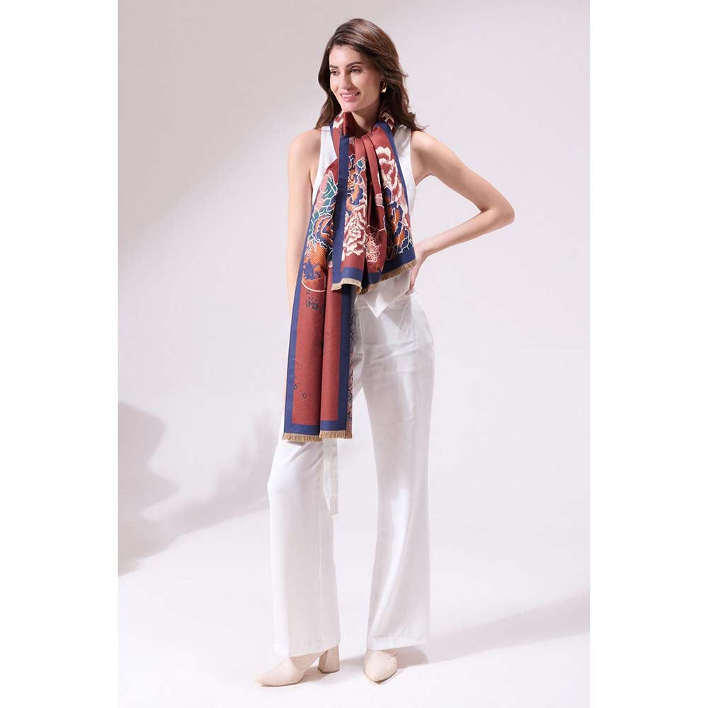 Dusala India Chica Maroon Heritage Cashmere Stole