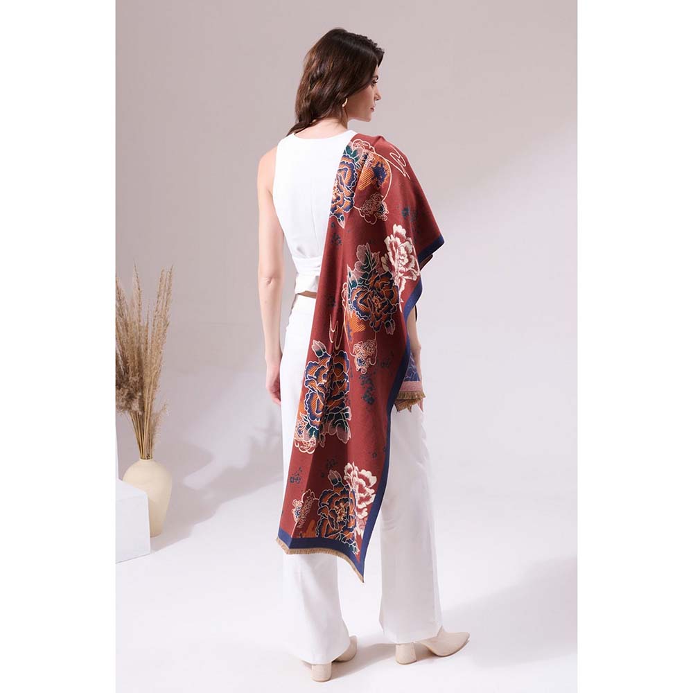 Dusala India Chica Maroon Heritage Cashmere Stole