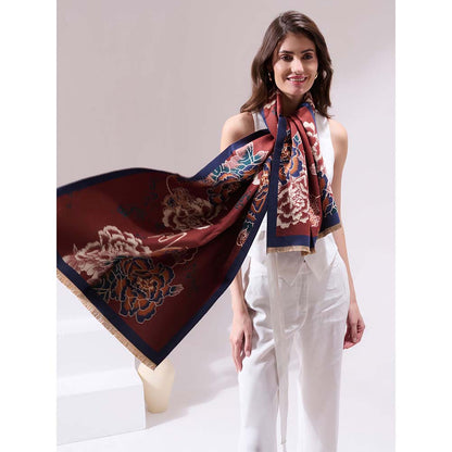 Dusala India Chica Maroon Heritage Cashmere Stole