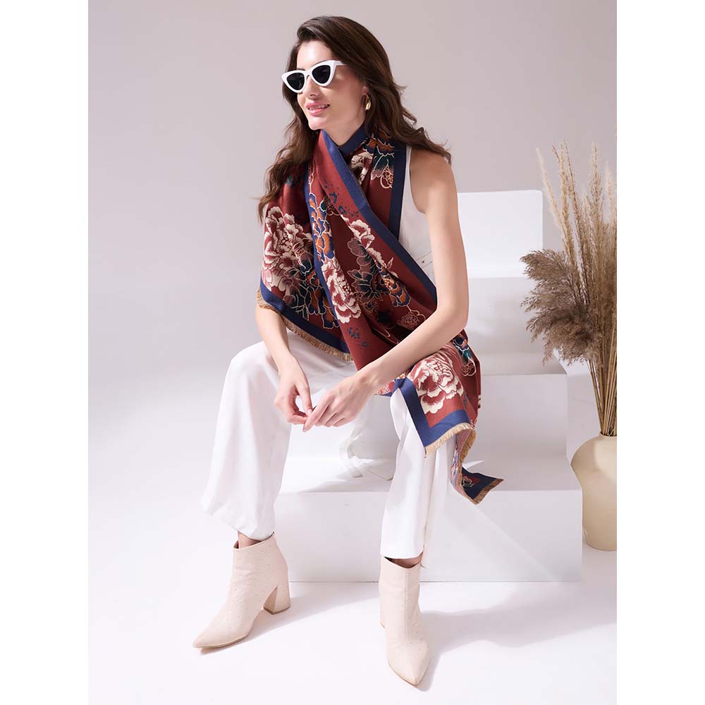 Dusala India Chica Maroon Heritage Cashmere Stole