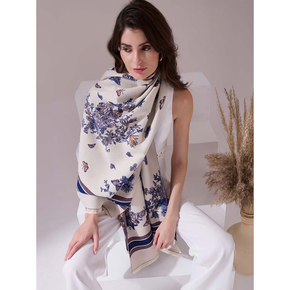 Dusala India Neya Off White Heritage Cashmere Stole