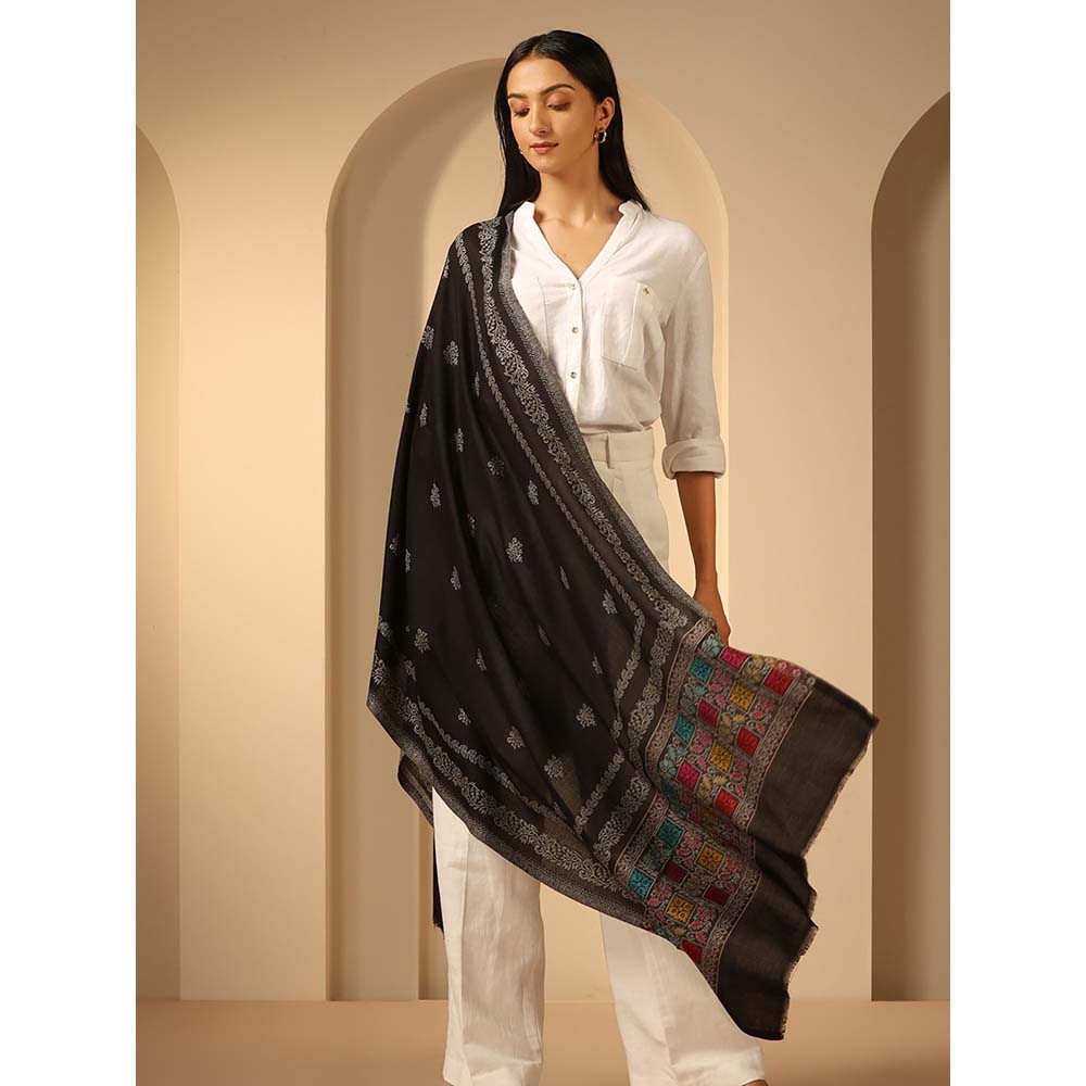Dusala India Black Sprunger Cashmere Stole